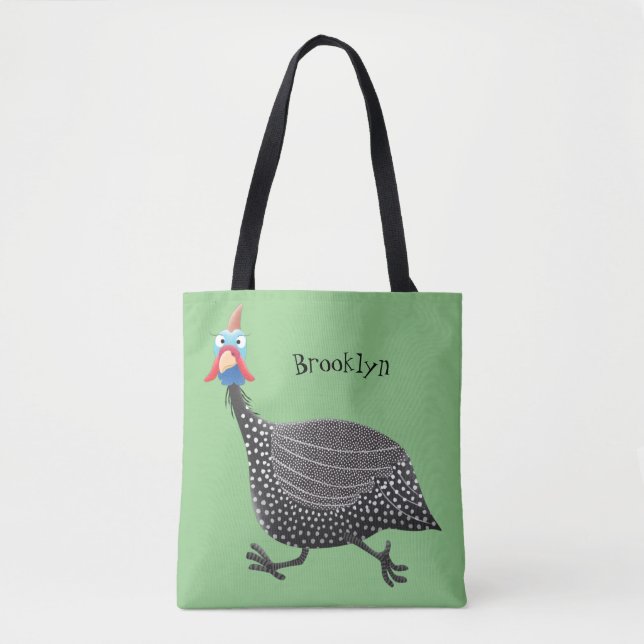 Fågelillustration med tecknaden Guineafowl Tygkasse (Framsida)