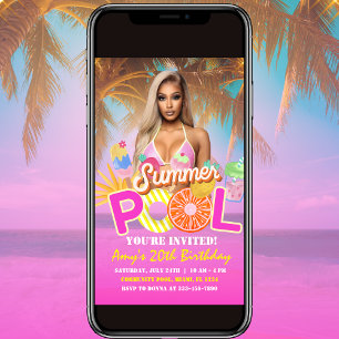 Fågelinbjudan till Tropical Bassäng Party på födel Inbjudningar