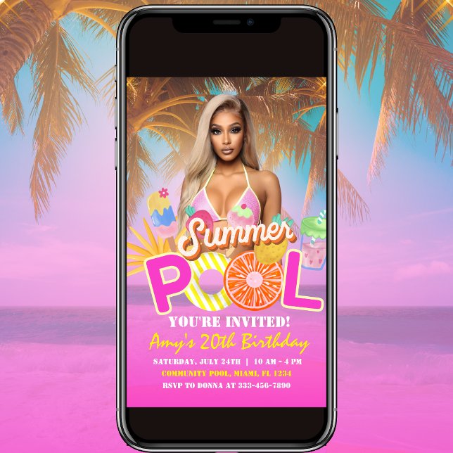 Fågelinbjudan till Tropical Bassäng Party på födel Inbjudningar (Skapare uppladdad)