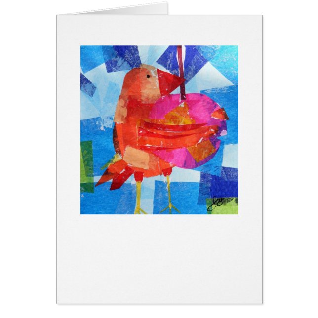 Fågelinnehav ett bär hälsningskort (Framsidan)