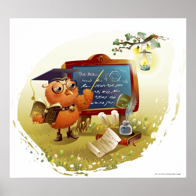 Fågelinnehav i bok och inlärning i en tavla poster (Framsidan)