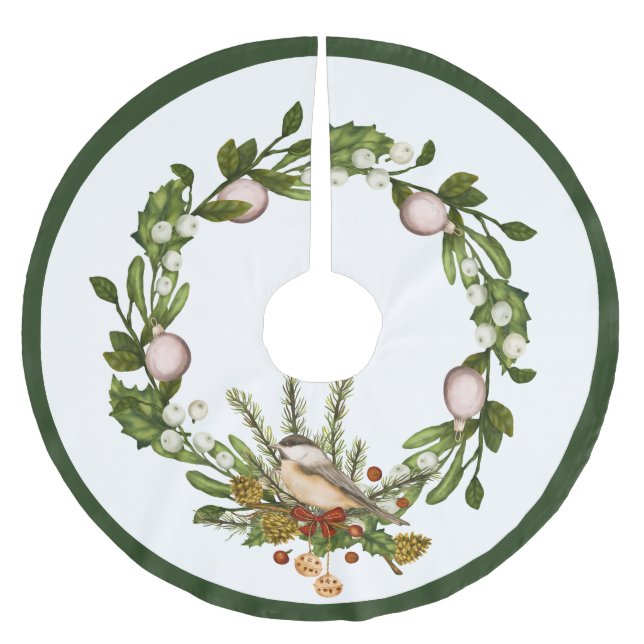 Fågeljul Brushed Polyester Träd Skirt Julgransmatta Borstad Polyester (Framsidan)