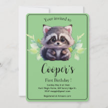 Fågeljur av typen Cute raccoon, skogsvänner