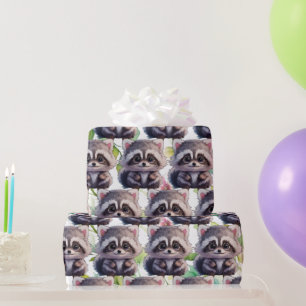 Fågeljur av typen Cute raccoon, skogsvänner Presentpapper