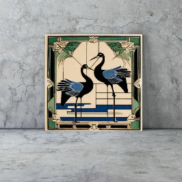 Fågelkanter i Sjö Art Deco Art nouveau Kakelplatta