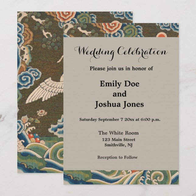 Fågelkinesisk antikskretor inbjudningar (Fram/baksida)