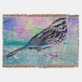 Fågelkonst med färgstark Abstrakt: Vibrant Songbir Filt
