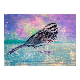 Fågelkonst med färgstark Abstrakt: Vibrant Songbir Fototryck