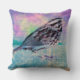 Fågelkonst med färgstark Abstrakt: Vibrant Songbir Kudde