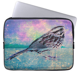 Fågelkonst med färgstark Abstrakt: Vibrant Songbir Laptop Fodral