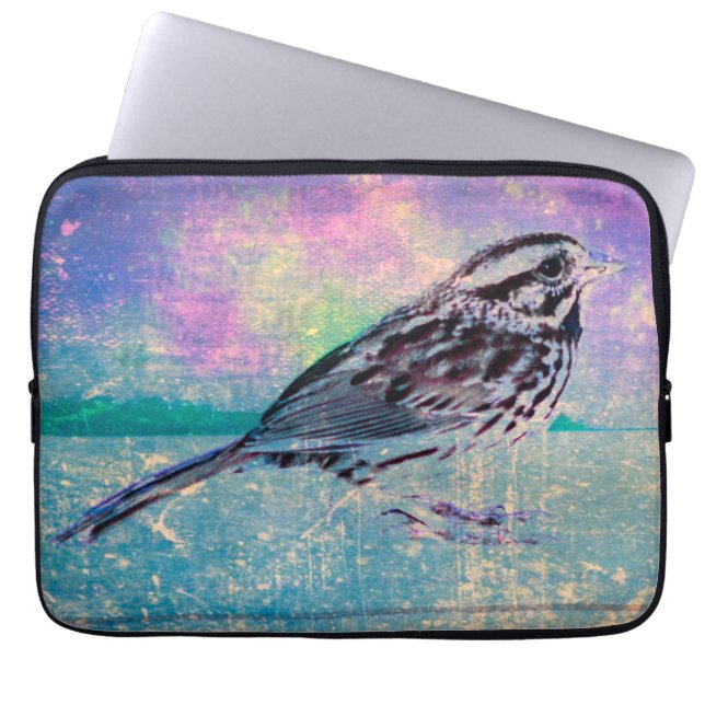 Fågelkonst med färgstark Abstrakt: Vibrant Songbir Laptop Fodral (Framsidan)