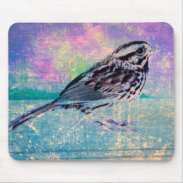 Fågelkonst med färgstark Abstrakt: Vibrant Songbir Musmatta