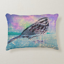 Fågelkonst med färgstark Abstrakt: Vibrant Songbir Prydnadskudde