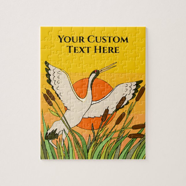 Fågelkonst med kattlar och solnedgång himlar pussel (Vertikal)