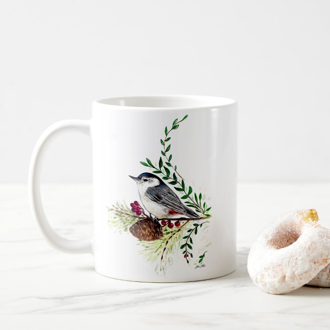 Fågelkonst Mugg (Beautiful Nuthatch Bird Art Coffee Mug from Jenn's Emporium. )