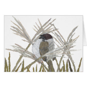 Fågelkonst, Sparrow, vinter Hälsningskort