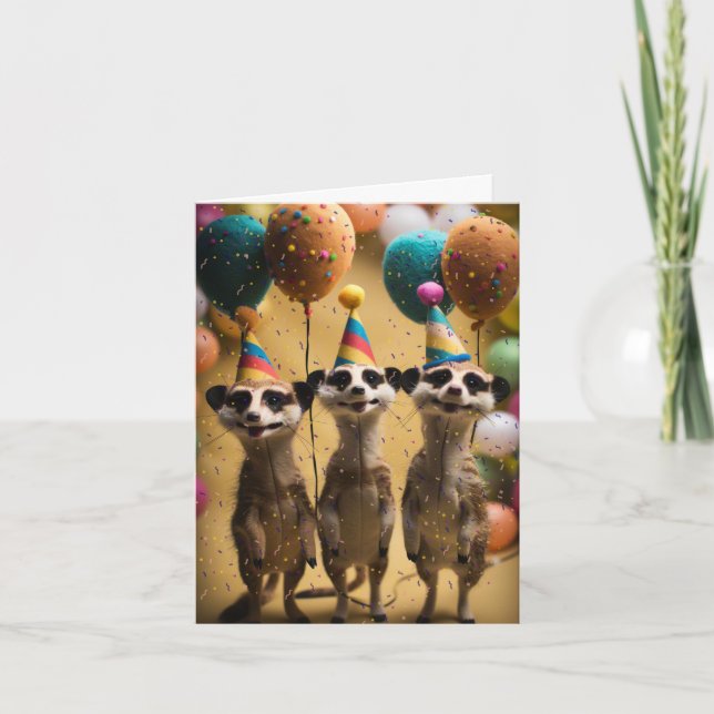 Fågelkort för filtret Meerkats med ballonger Kort (Framsida)
