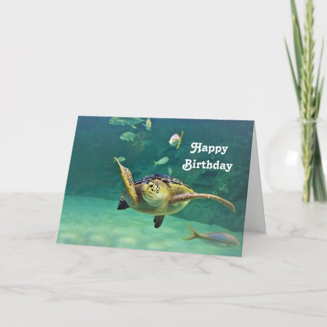 Fågelkort för fiske i Turtle Sea Vatten Tack Kort (Framsida)