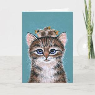 Fågelkort för kattkattunge baby kort