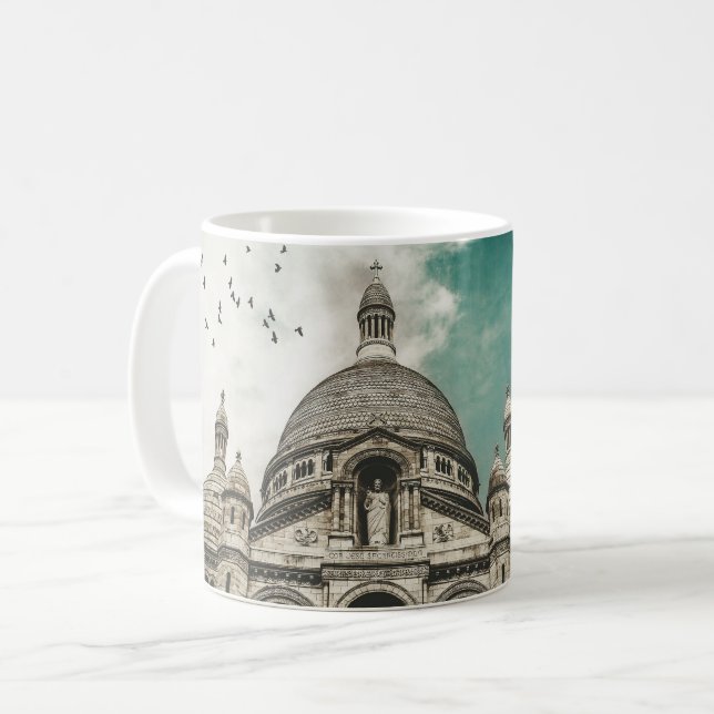 Fågelkyrka och fågelflock, fotografi kaffemugg (Framsida vänster)