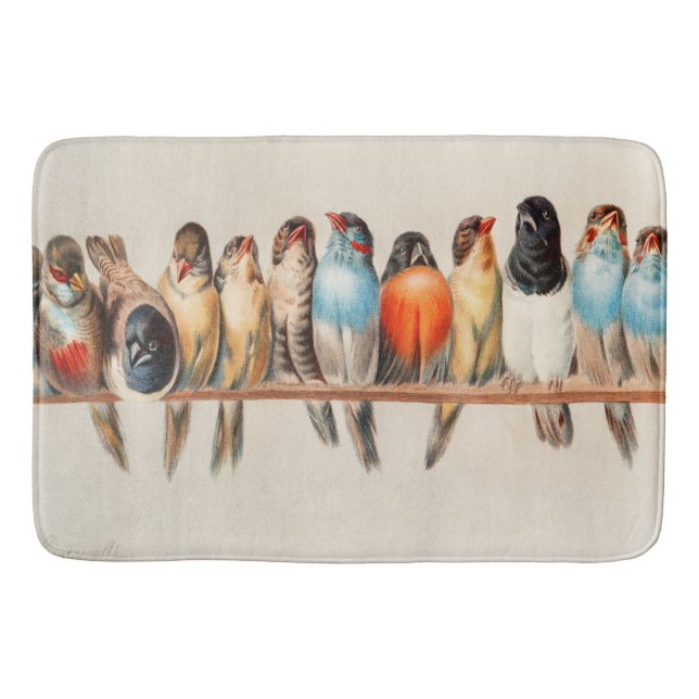 Fågellinje och duvlinje badrumsmatta (Framsidan)