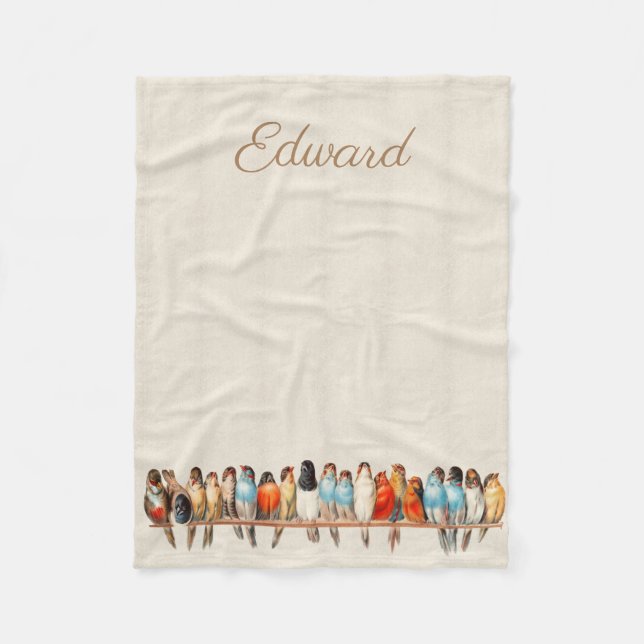 Fågellinje och duvlinje fleecefilt (Framsidan)