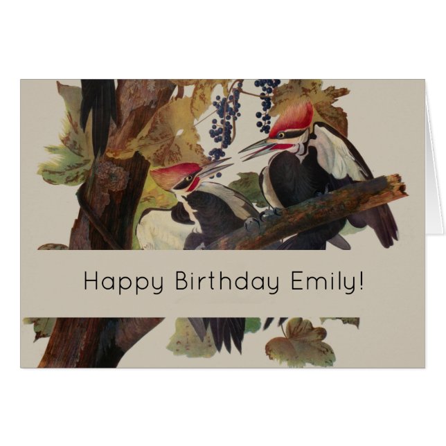 Fågelmålning av Audubon Pileated Woodpecker Bird P Hälsningskort (Framsidan Horizontal)
