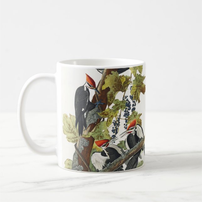 Fågelmålning av Audubon Pileated Woodpecker Bird P Kaffemugg (Vänster)