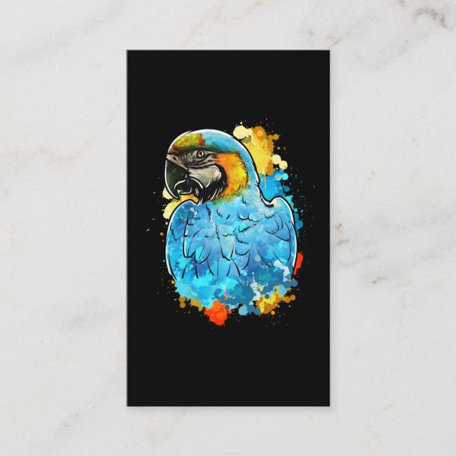 Fågelmålning av blåfärgad Macaw Parrot Visitkort (Framsida)