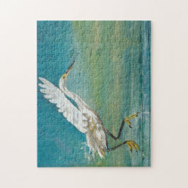 Fågelmålning av Gorgal Egret Shore Bird Painting Pussel