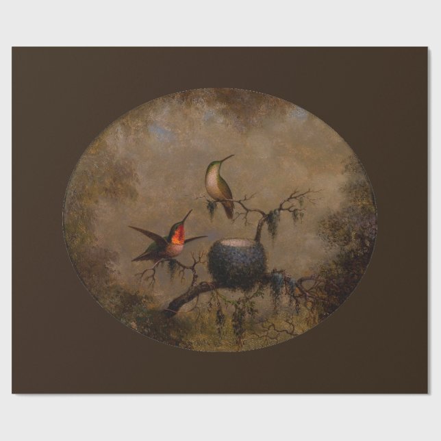 Fågelmålning av hägnstensfärgad huvudfågel presentpapper (Platt)