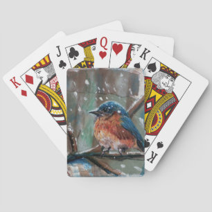 Fågelmålning för Cute Blue Bird Sång Casinokort