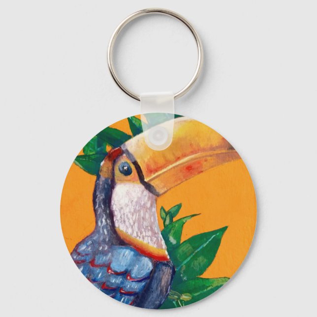 Fågelmålning för vacker Toucan Nyckelring (Framsida)