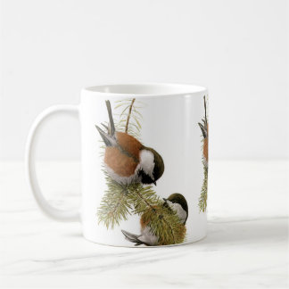 Fågelmålning med kastanjerygg kaffemugg
