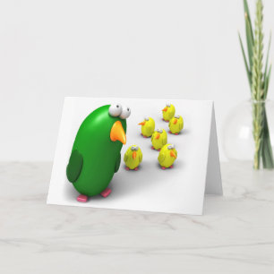 Fågelmamma och chickar kort