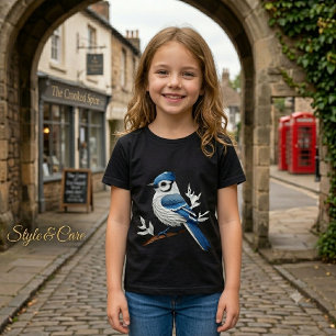 Fågelmärke flickor tri-blandad skjorta konstnärlig t shirt