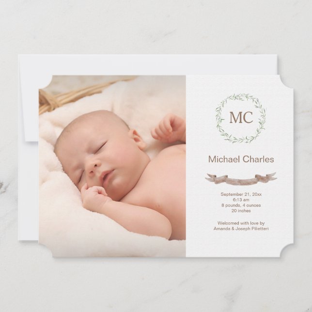 Fågelmeddelande om botaniskt Initialer foto Meddelande (Framsida)