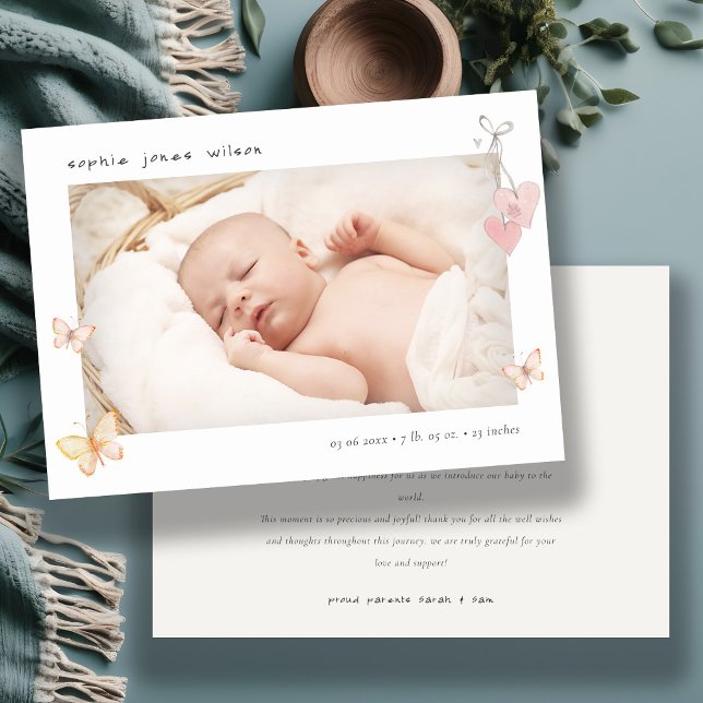 Fågelmeddelande om ljus vid Rosa av Butterfly Hear Tack Kort (Skapare uppladdad)