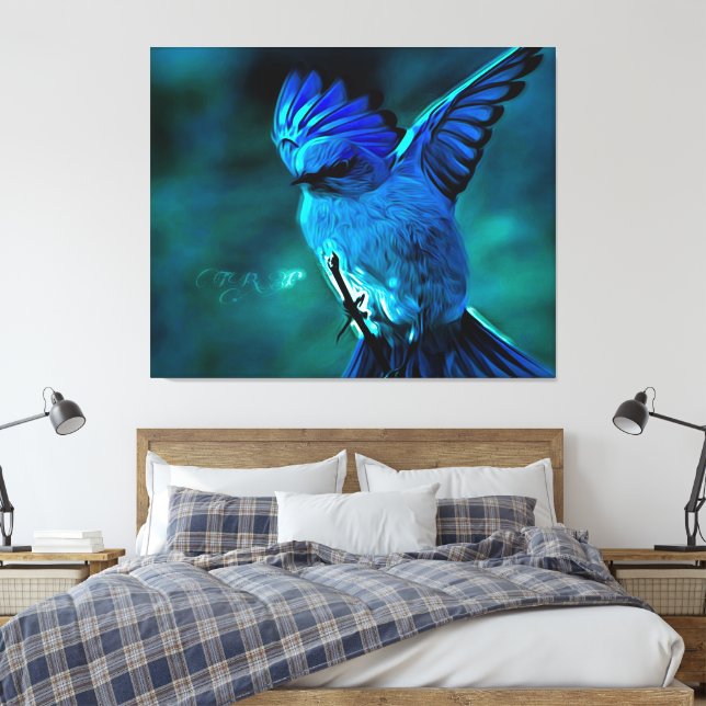 Fågelmodeller: Mountain Bluebird 01-01 Canvastryck (Insitu (sovrum))