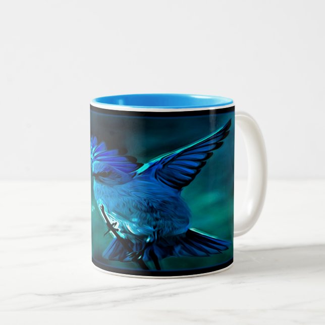 Fågelmodeller: Mountain Bluebird 01-01 Två-Tonad Mugg (Framsida höger)