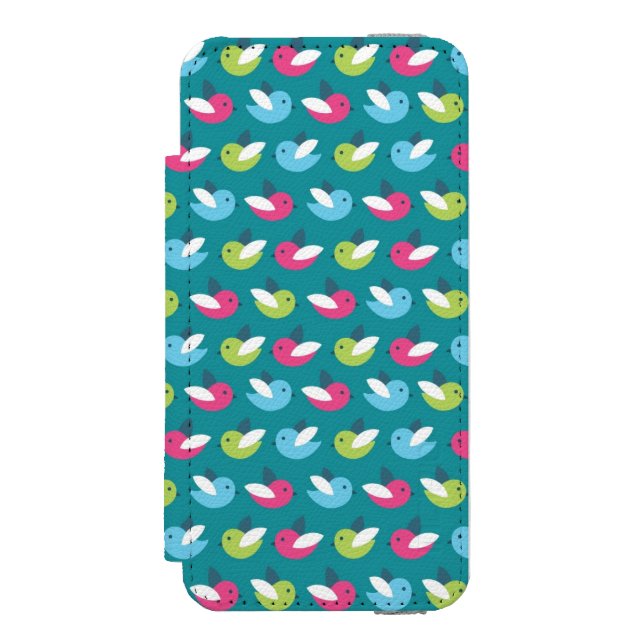 Fågelmönsterblått Incipio iPhone Wallet Skal (Folio Framsidan)