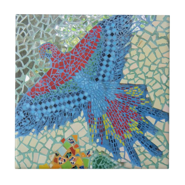 Fågelmosaik Kakelplatta (Framsidan)