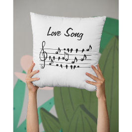 Fågelmotiv kärlekssång svart vit konst kudde