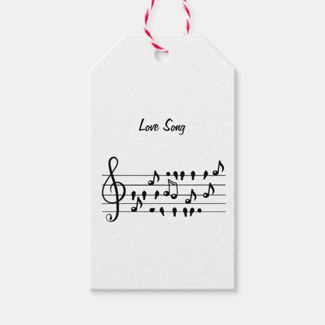 Fågelmotiv kärlekssång svart vit konst presentetikett (Framsidan)