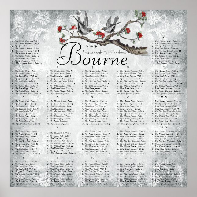 Fågelmottagningsdiagram för röda och Grått-Vintaga Poster (Framsidan)