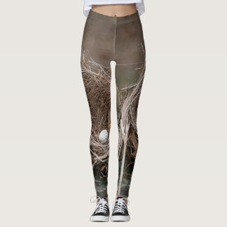 Fågeln bygga bo med ägget leggings