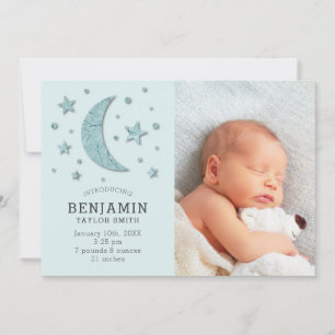 Fågeln Cute Grönt Måne och Stars Baby Meddelande