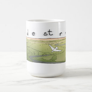 Fågeln över landskap kaffemugg