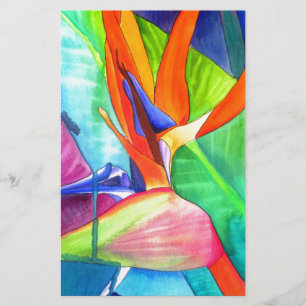 Fågeln på den tropiska konsten Paradise Strelitzia