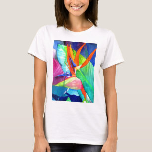 Fågeln på den tropiska konsten Paradise Strelitzia Tee Shirt